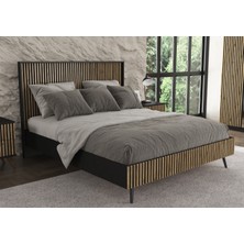 Hunerika Samba Zebra Desen Çift Kişilik Premium Karyola- Minifiks - Siyah/atlantik Çam