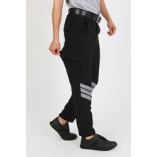 Moda Canel Güvenlik Yazlık Cool Likra Tip Güvenlik Pantolon Siyah Desenli İnce Kumaş 38 Beden Unisex