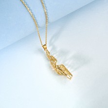 925 Ayar Gümüş Altın Kaplama Geometrik Desenli Modern Kolye - CN00455