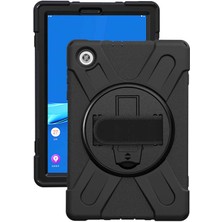 Lenovo Tab M10 Plus 10.6 Uyumlu Defender Standlı Zırhlı Silikon Tablet Kılıfı (Siyah)