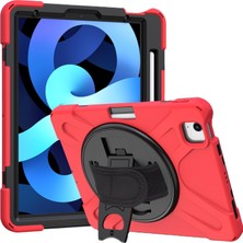 iPad Pro 13 2024 Uyumlu Defender Standlı Zırhlı Silikon Tablet Kılıfı (Kırmızı)