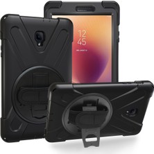 Samsung Galaxy Tab A 8.0 (2017) T385-T380 Uyumlu Defender Standlı Zırhlı Silikon Tablet Kılıfı (Siyah)