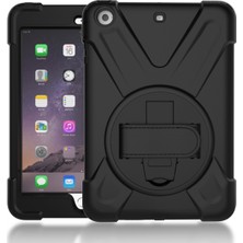 iPad Mini 3 Uyumlu Defender Standlı Zırhlı Silikon Tablet Kılıfı (Siyah)