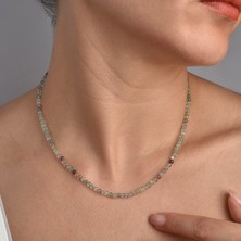 925 Ayar Gümüş Altın Kaplama Doğal Fluorit Taşlı Kolye - NGS00117