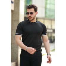 Erkek Bisiklet Yaka Ribanalı Kısa Kollu Tshirt