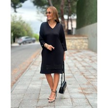 Kadın Modal Kumaş Kol ve Etek Ucu Payetl Elbise