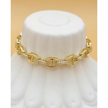 Nevoka Zirkon Taşlı Gemici Halkası 14K Altın Kaplama Bileklik