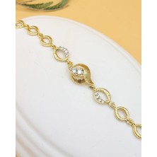 Xupıng Zirkon Taşlı Oval Zincir Gold Premium Bileklik