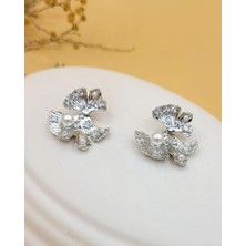 Inci Detaylı Silver Yaprak Küpe