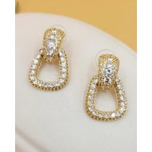 Işıltılı Zarif Geometrik Gold Küpe