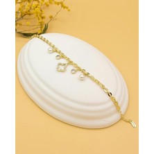 Inci Detaylı Zarif Şans Yoncası Bileklik