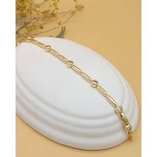 Işıltılı Çelik Çubuk Gold Bileklik
