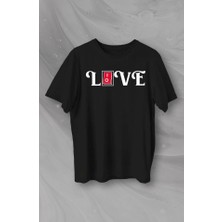 Sevgililer Günü Için Özel Tasarım Love Baskılı T-Shirt - Siyah