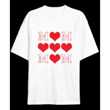 Demir Grup Anneler Gününe Özel Tasarım Mom Kalp Baskılı T-Shirt - Beyaz