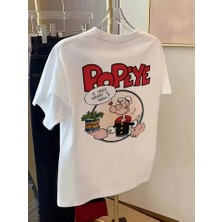 Demir Grup Baskılı Oversize Bisiklet Yaka T-Shirt - Beyaz