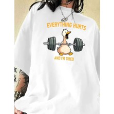 Demir Grup cc Baskılı Oversize Bisiklet Yaka T-Shirt - Beyaz