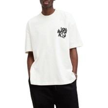 Demir Grup Erkek Baskılı Oversize T-Shirt - Beyaz