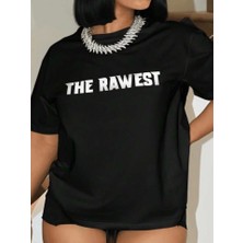 Baskılı Oversize T-Shirt - Siyah