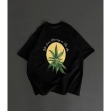 Demir Grup Ön ve Arka Baskılı Oversize Bisiklet Yaka T-Shirt- Siyah