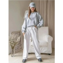 Düz Bisiklet Yaka Sweat - Gri