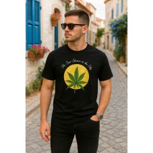 Ön ve Arka Baskılı Oversize Bisiklet Yaka T-Shirt- Siyah