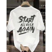 Demir Grup cc Baskılı Oversize Bisiklet Yaka T-shirt - Beyaz