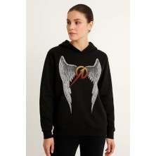 Demir Grup cc Metallica Iki Iplik Kapüşonlu Ön ve Arka Baskılı Hoodie - Siyah