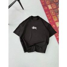 Erkek Baskılı Oversize T-Shirt - Siyah
