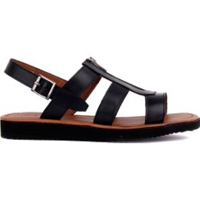 Sail Laker's Siyah Deri Erkek Sandalet