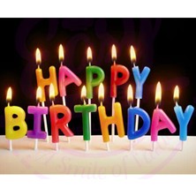 Rengarenk Happy Birthday Yazılabilen Doğum Günü Mumu (5250)