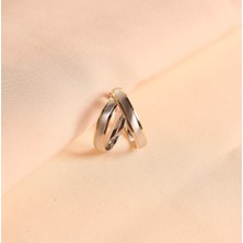 Iki Kenarı Altın Kaplama Ortası Paralel Gümüş Kaplama(Kadın- Erkek)Yüzük