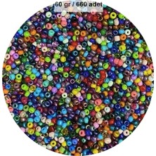 Karışık Renk 4 mm Yaklaşık 660 Adet / 60 Gram Cam Boncuk Oya Yazma Bileklik ve Kolye