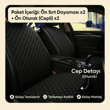 Chrysler Grand Voyager 1996-2000 Uyumlu Kumaş Oto Koltuk Minderi Ergonomik Kapitone 2'li Siyah Beyaz