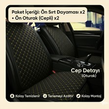 Volvo S80 2006 ve Sonrası Uyumlu Kumaş Oto Koltuk Minderi Ergonomik Kapitone 2'li Siyah Sarı