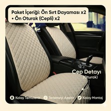 Toyota Land Cruiser J100 1998-2007 Uyumlu Kumaş Oto Koltuk Minderi Ergonomik Kapitone 2'li Bej