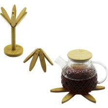 Standlı Ağaç Model 2pcs Ahşap Bambu Katlanır Nihale 6-Yapraklı Çiçek Modeli= Çap: 20CM (5250)