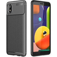 Samsung Galaxy A01 Core Kılıf Karbon Desenli Esnek Yüksek Kaliteli Meteryalden Üretilmiş Silikon Kapak Ryc/negro