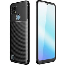 Realme C21 Kılıf Karbon Desenli Esnek Yüksek Kaliteli Meteryalden Üretilmiş Silikon Kapak Ryc/negro