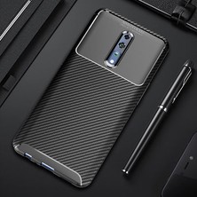 Oppo Reno Z Kılıf Karbon Desenli Esnek Yüksek Kaliteli Meteryalden Üretilmiş Silikon Kapak Ryc/negro