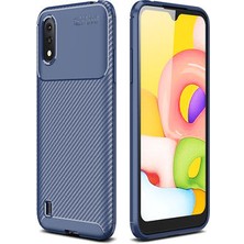 Samsung Galaxy A01 Kılıf Karbon Desenli Esnek Yüksek Kaliteli Meteryalden Üretilmiş Silikon Kapak Ryc/negro