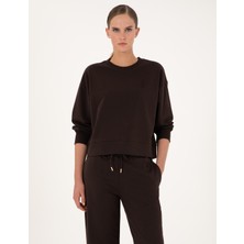 Pierre Cardin Kadın Kahverengi Oversize Sweatshirt 50314963-VR029
