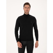 Pierre Cardin Erkek Siyah Slim Fit Balıkçı Yaka Basic Triko Kazak 50314202-VR046