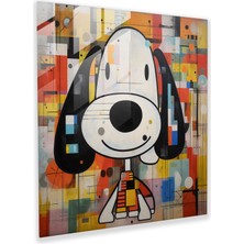 Popcas Snoopy Geometrik Cam Tablo Sanatı - Şekiller Ev Dekorasyonu Sanatsal