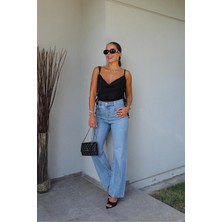 Mavi Taşlamalı Jean Pantolon