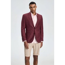 Keten Karışım Bordo Yazlık Blazer Ceket
