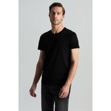 Hemington Superfine Pamuk Bisiklet Yaka Siyah Basic T-Shirt