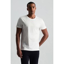 Hemington Superfine Pamuk Bisiklet Yaka Beyaz Basic T-Shirt