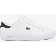 Lacoste Powercourt Leather Erkek Siyah Detaylı Beyaz Sneaker