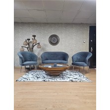 Teddy Takım Krom Kaplama Sivriltme Ayak Çay Seti Koltuk - Berjer , Balkon, Salon, Ofis