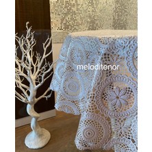 Şeffaf Kaplama Papatya Dantel Motifli Kaymaz Kolay Silinebilir Pvc Yuvarlak Muşamba Masa Örtüsü